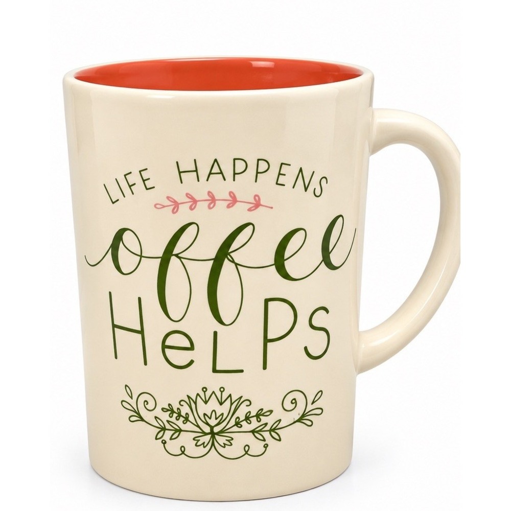 Life Happens Coffee Helps Funny Sarcastic High Quality Ceramic Mug